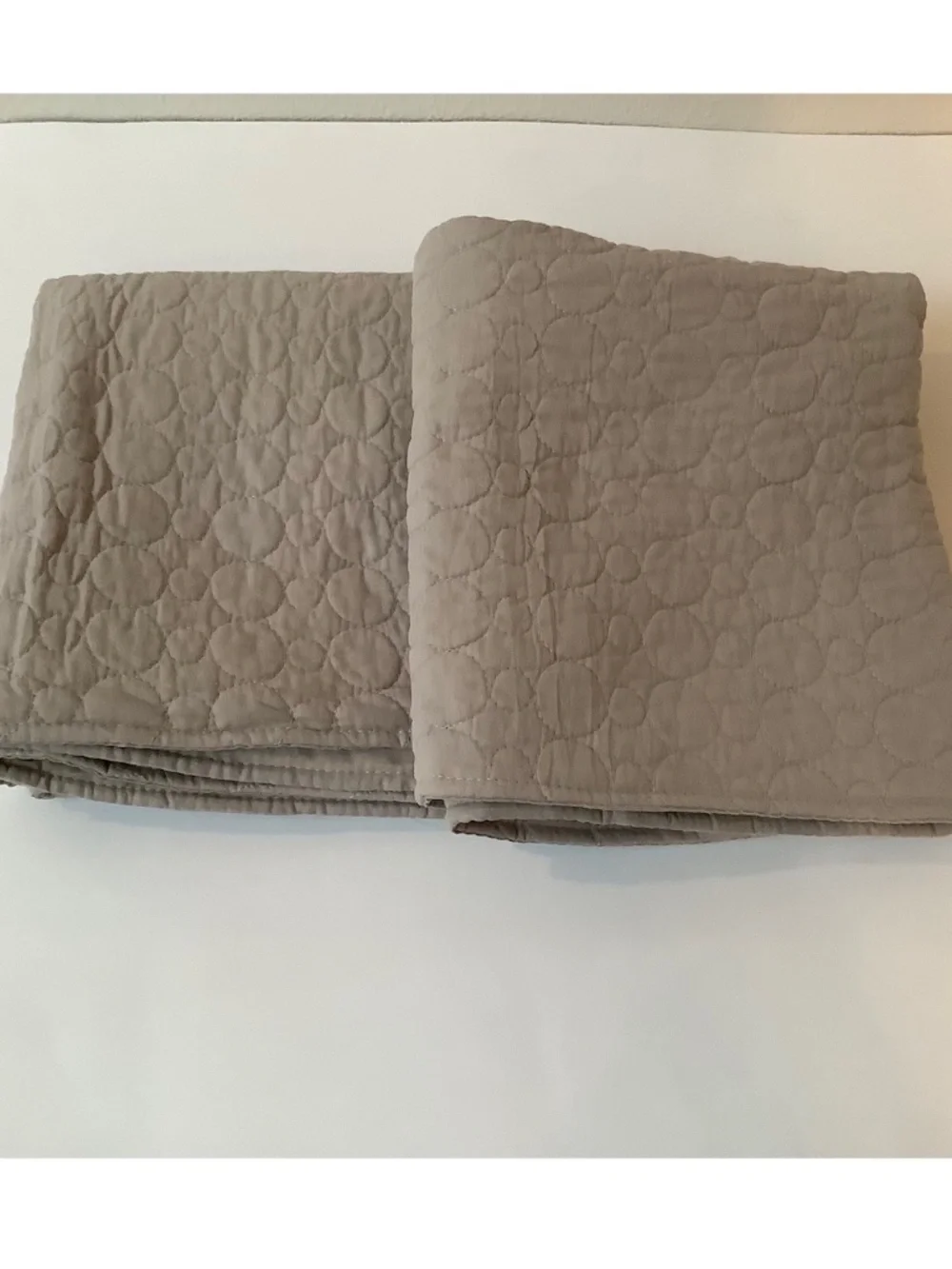 Taupe Quilted King Pillow Covers (2) Neutral Quilted Circle-Pattern